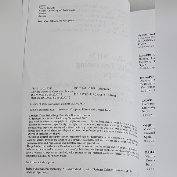 Euro-Par 2015 Parallel Processing Workshops International Vienna Austria Book - Picture 8 of 8